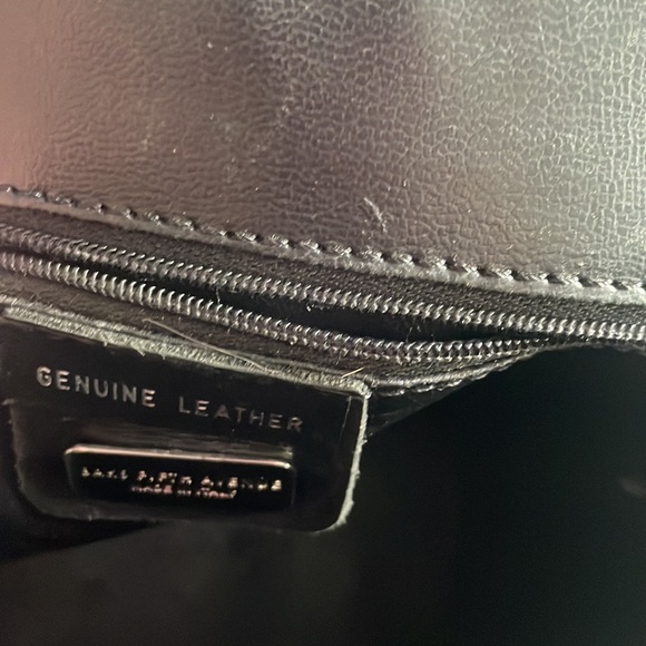 Saks Fifth Avenue Genuine Leather Black Structured Shoulder Bag - Picture 6 of 10